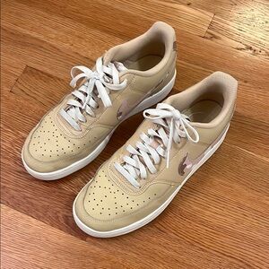 Beige and White Nike Sneakers